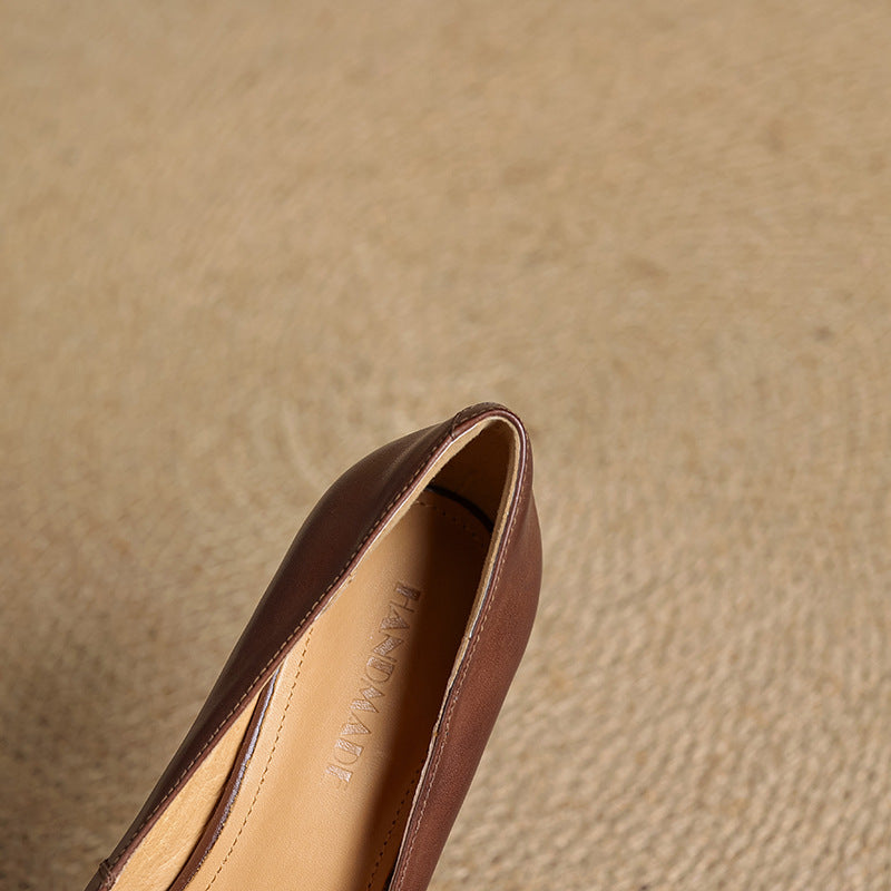 Women's Square Leather Pumps