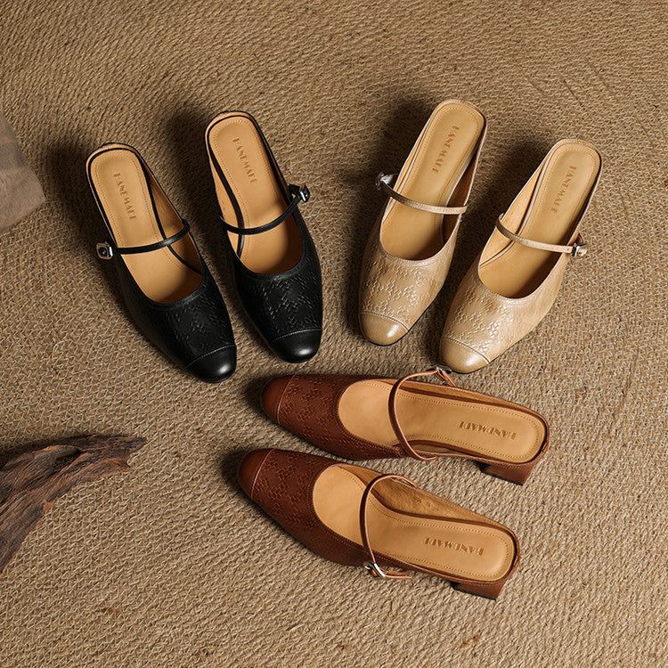 Women's Strap Leather Mules