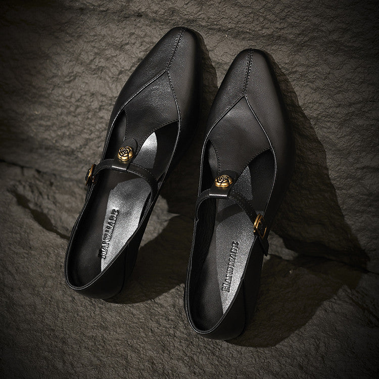 Women's T-Bar Leather Pumps