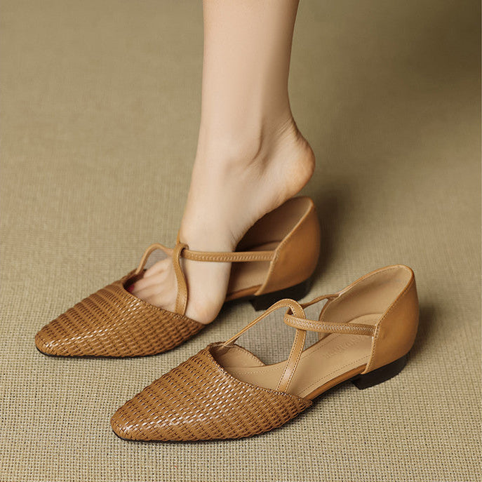 Orvana™ | Woven T-Strap Pointed-Toe Flats