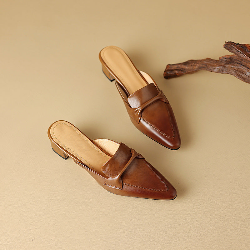 Women's Pointed Leather Mules
