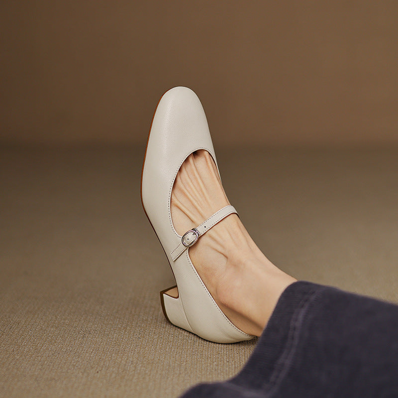 Women's Leather Block Heels