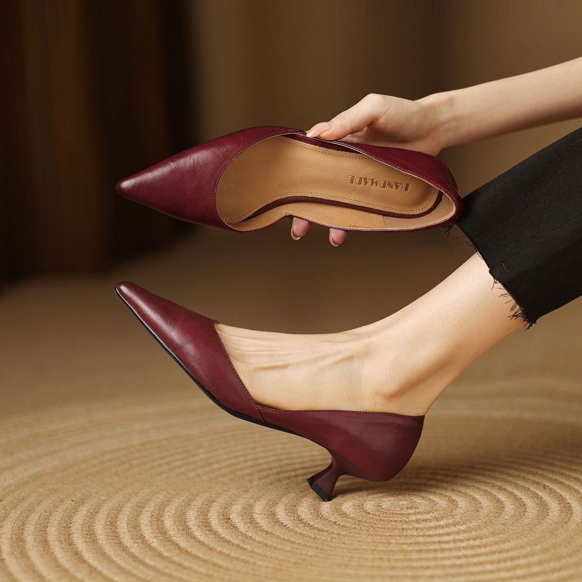 Women's Leather Kitten Heels