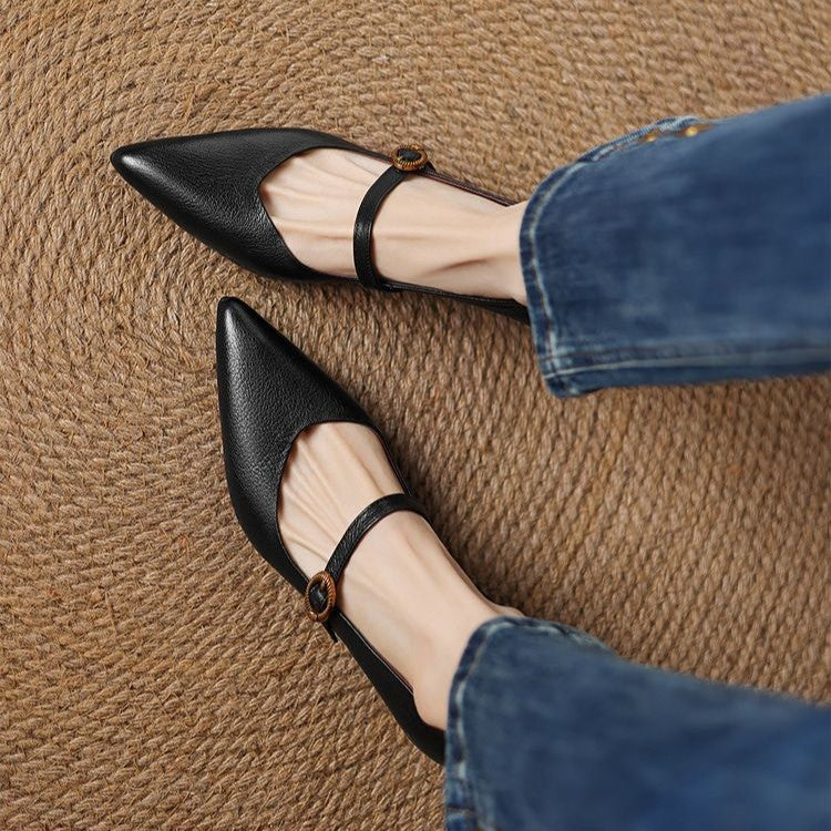 Women's Leather Kitten Heels