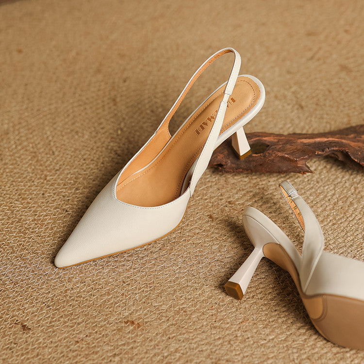 Women's Slingback Leather Heels