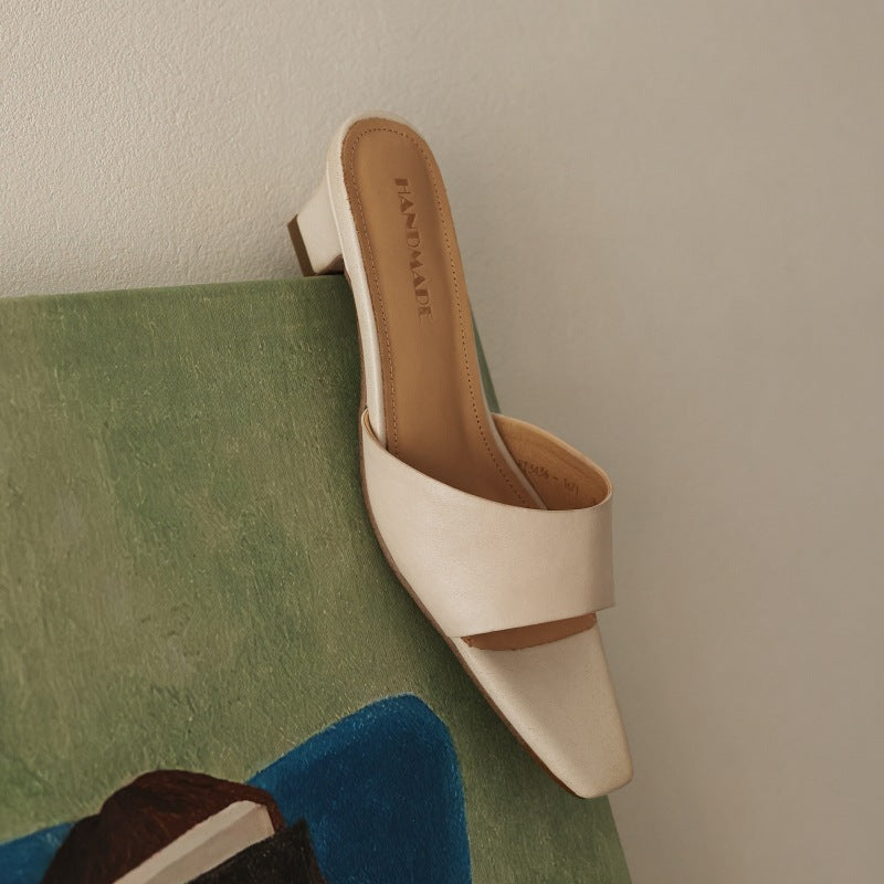 Women's Square-Toe Leather Mules