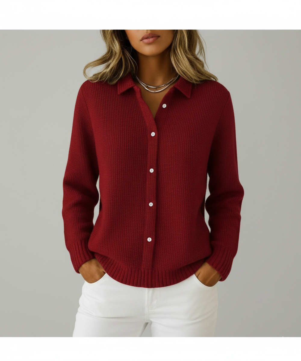Prudence™ | Classic Button-Front Sweater Shirt