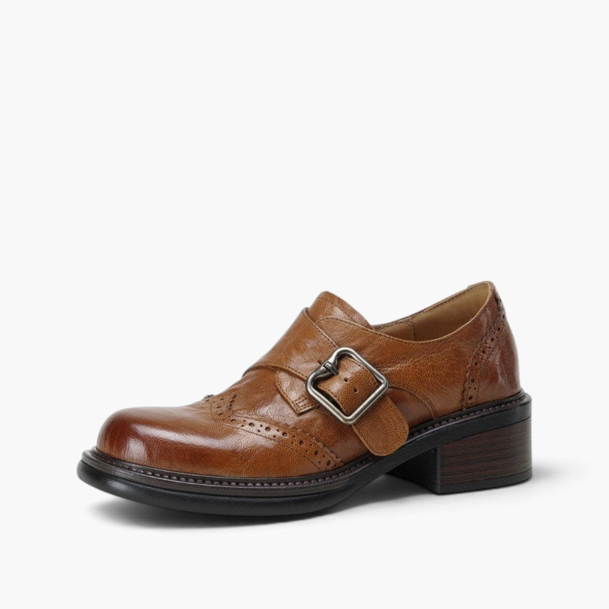 Women's Monk-Strap Leather Brogues