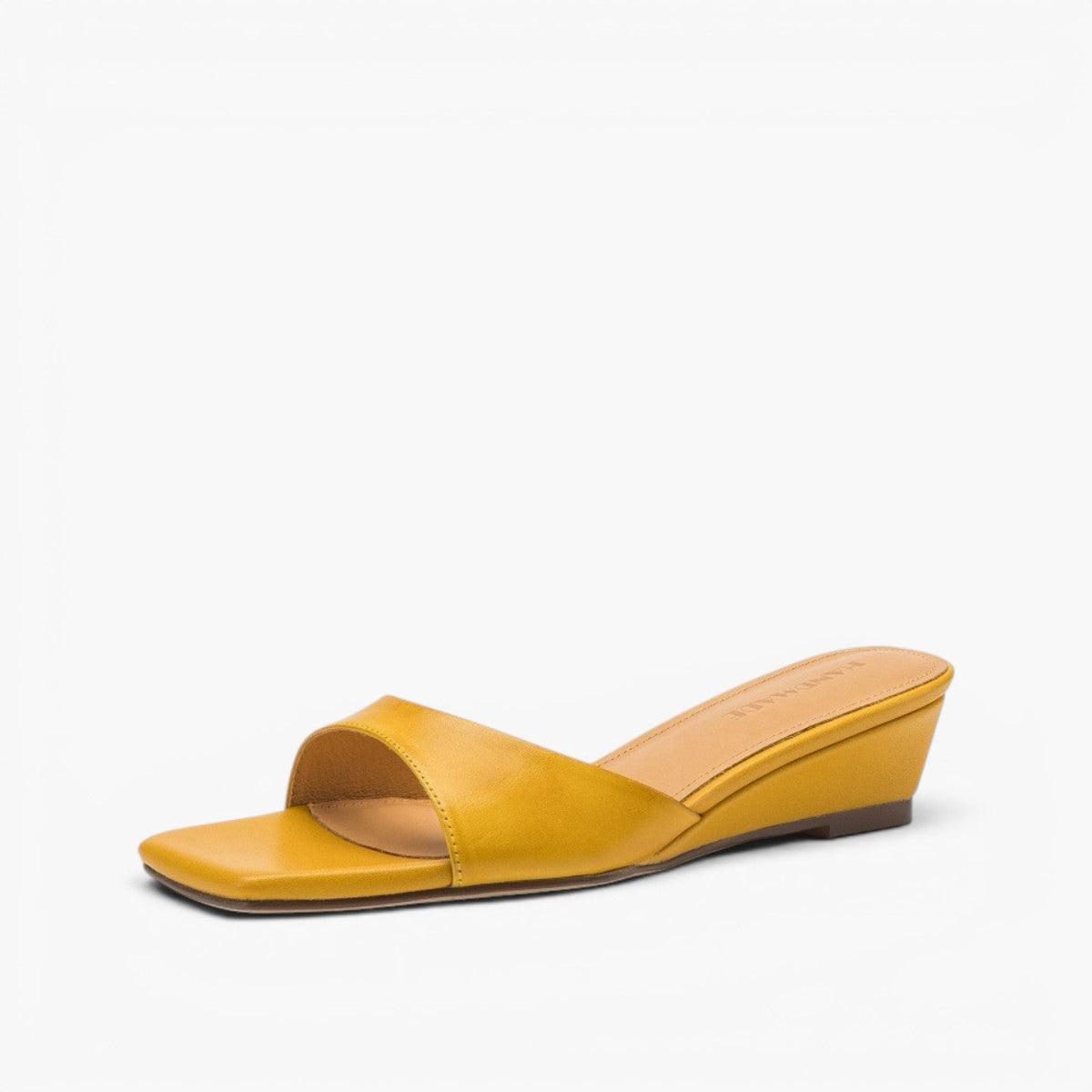 Women's Square-Toe Leather Wedge Mules