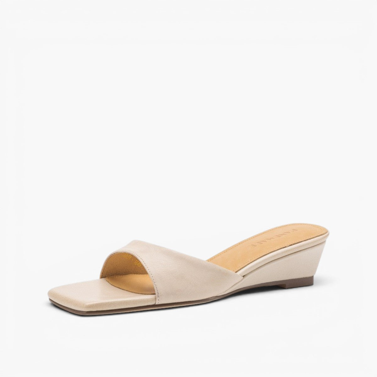 Women's Square-Toe Leather Wedge Mules