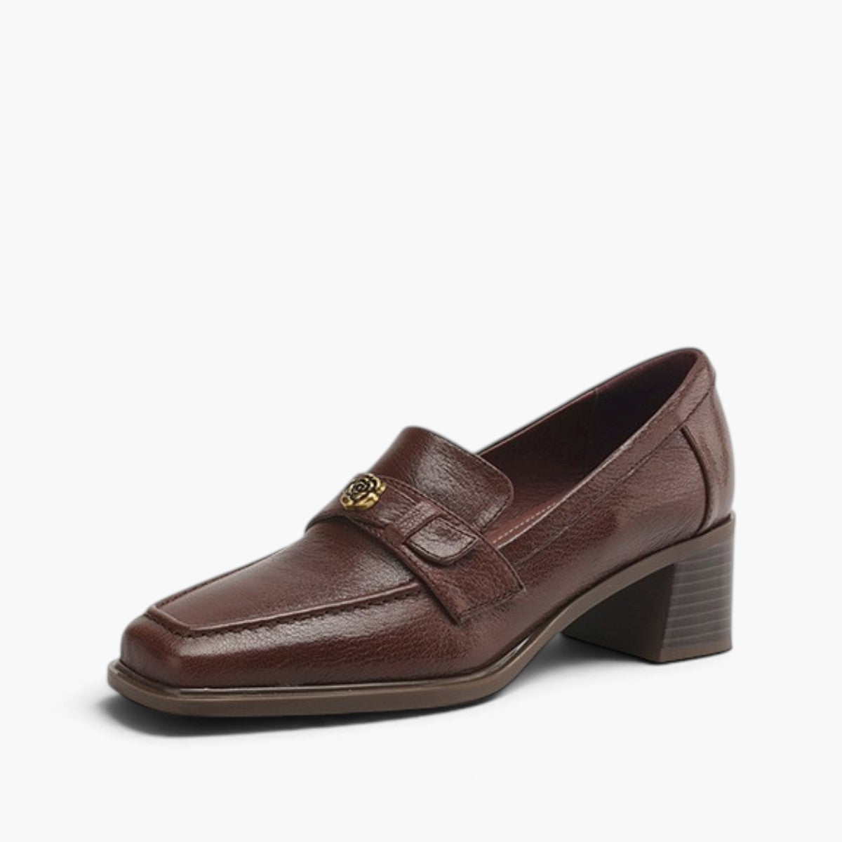 Women's Square-Toe Leather Loafer Pumps