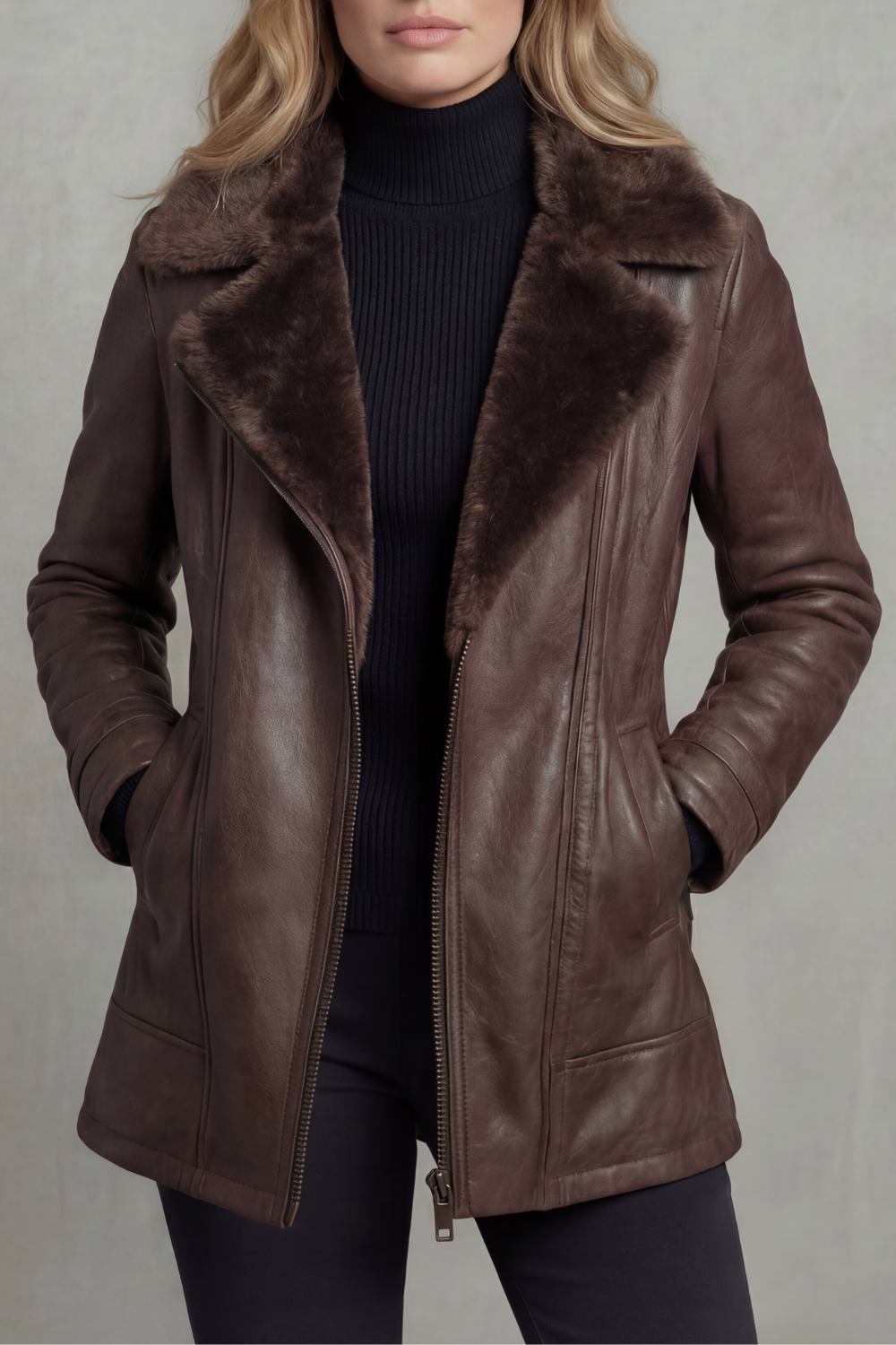 Women's Shearling-lined Elegance Leather Jacket