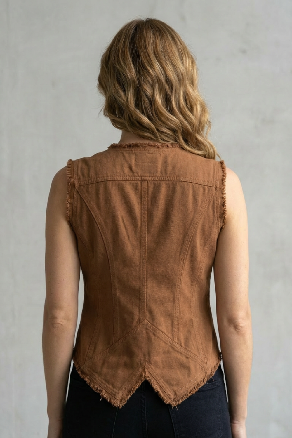 Women's Distressed Button Denim Vest Western-Inspired Statement Piece