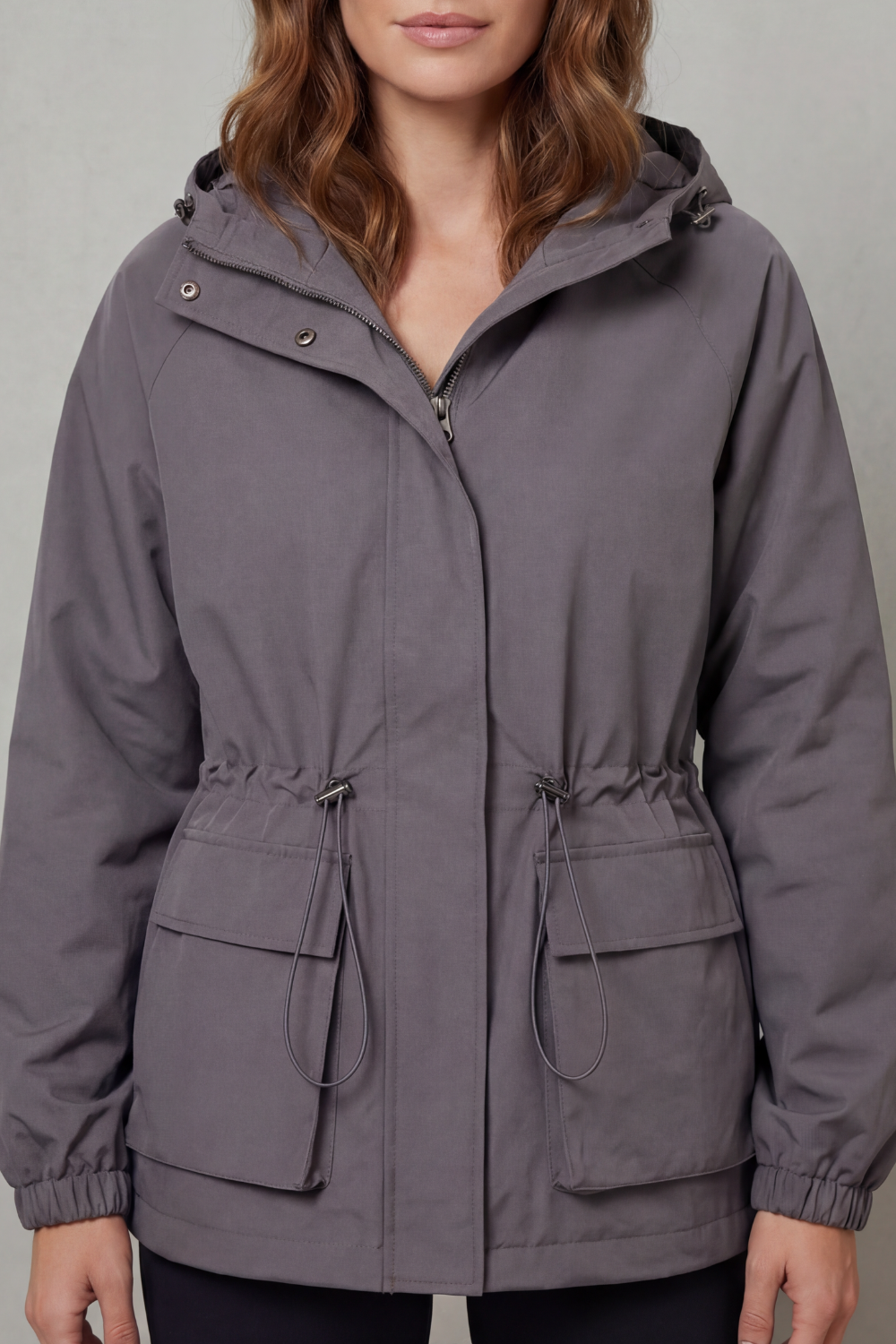 Women's Utility Style Drawstring Waterproof Jacket