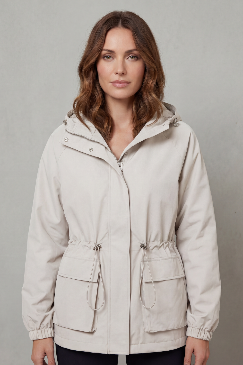 Women's Utility Style Drawstring Waterproof Jacket