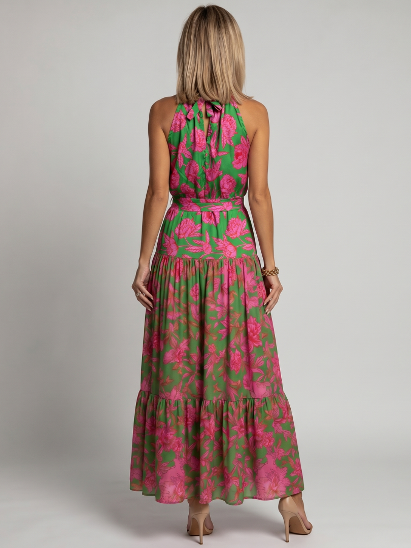 Mireana™ | Draped Midi Dress with Halter Neckline