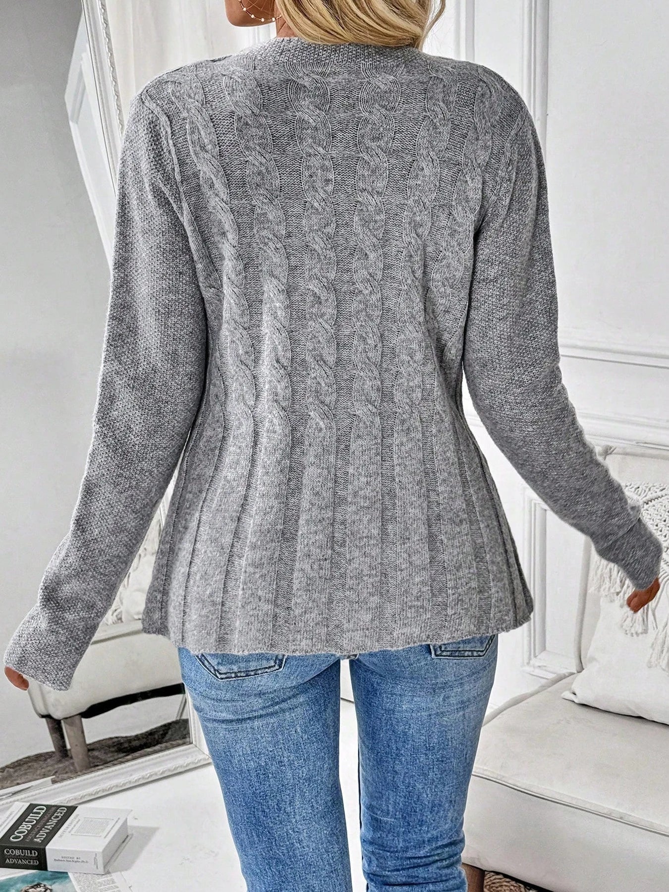 Isadora™ | Cable-Knit Peplum Cardigan