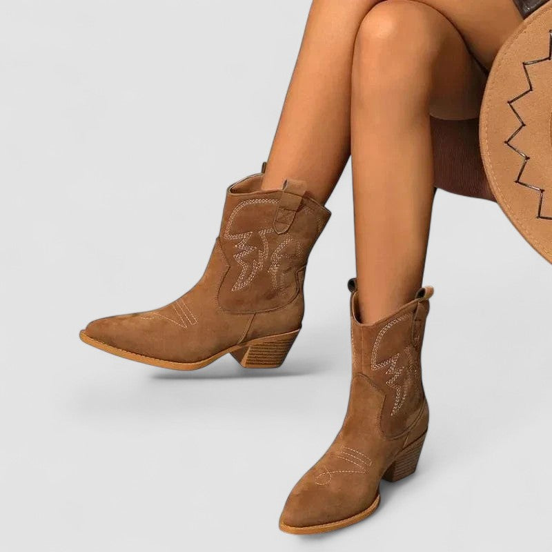 Tatum™ | Embroidered Western Ankle Boots