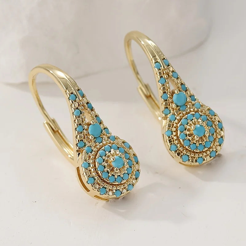 Bettina™ | Turquoise Mosaic Teardrop Gold Earrings