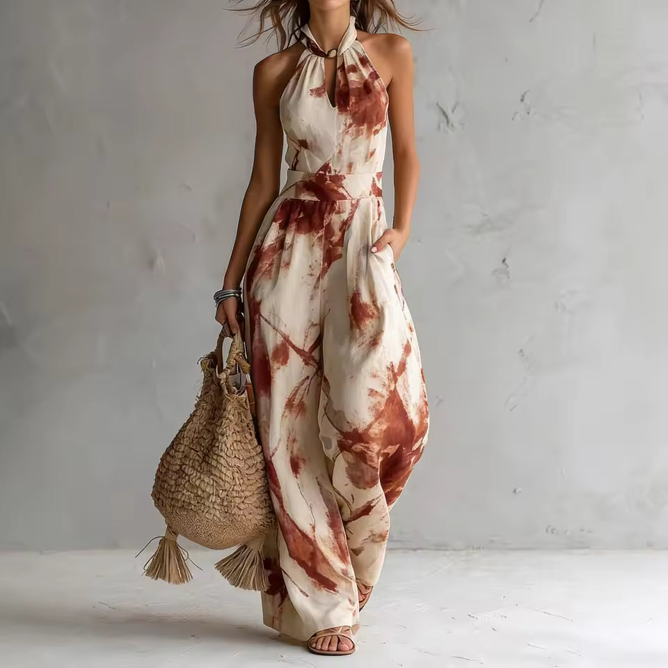 Bellamy™ | Elegant Jumpsuit with Artistic Print and Fluid Silhouette
