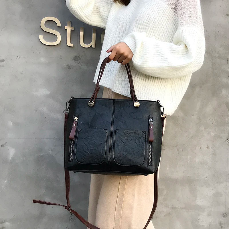 Rexelle™ | Vintage Tote with Side Pockets