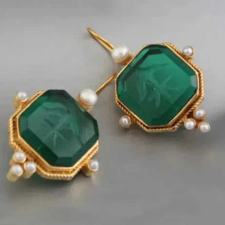 Clavienne™ | Vintage Pearl Geometric Drop Earrings