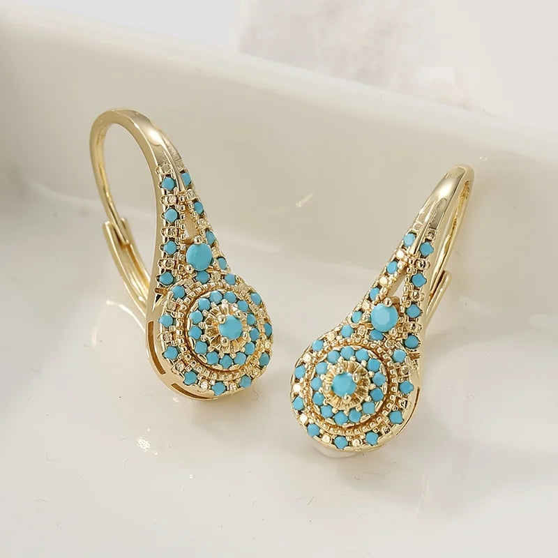 Bettina™ | Turquoise Mosaic Teardrop Gold Earrings