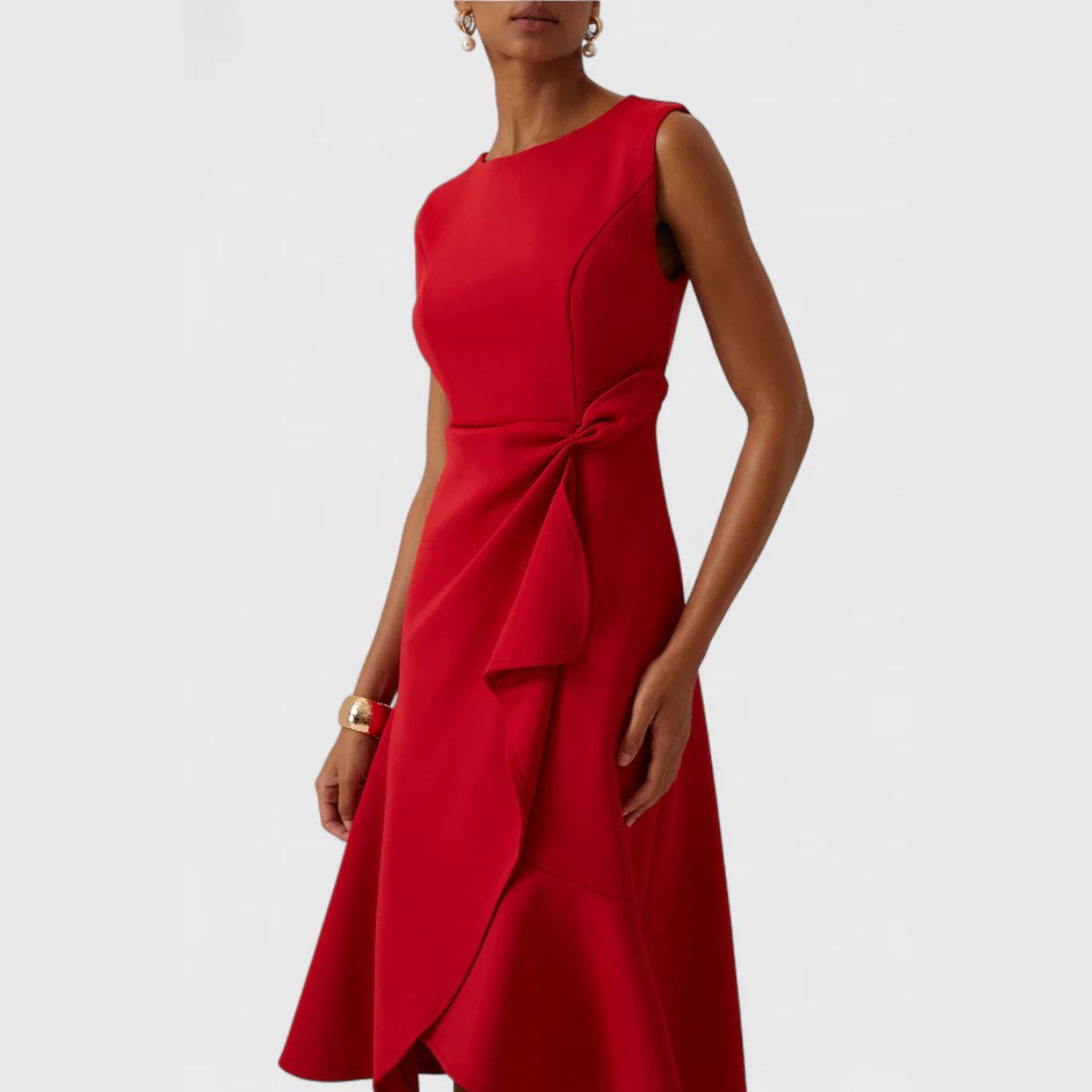 Women’s Draped Asymmetric Midi Dress