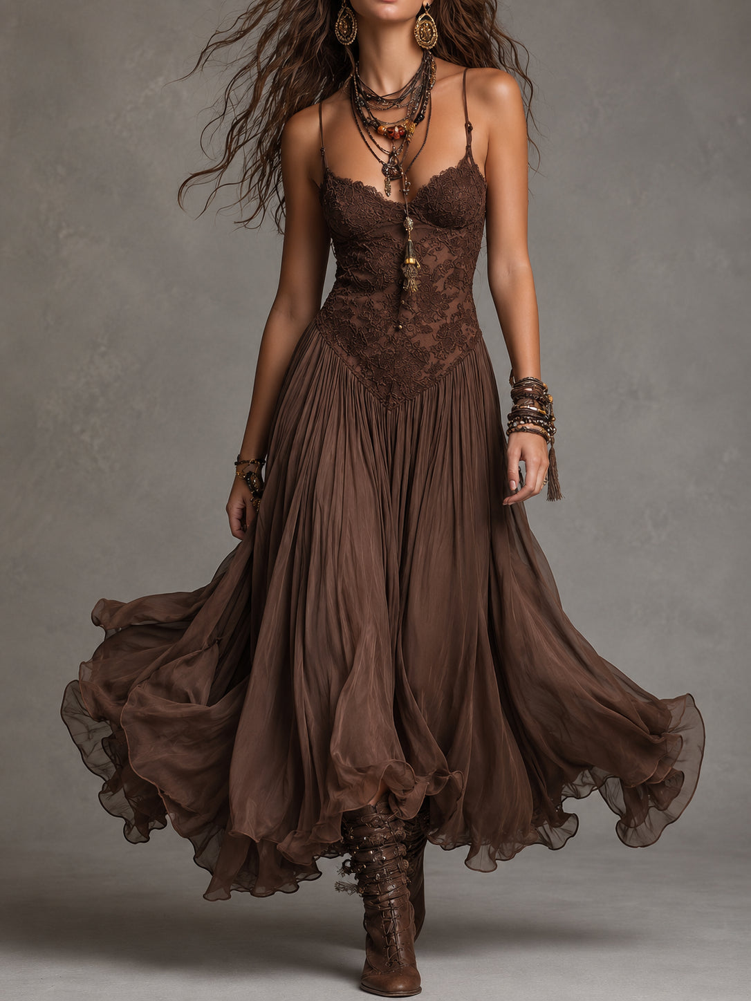 Jessamine™ | Lace-Paneled Maxi Dress