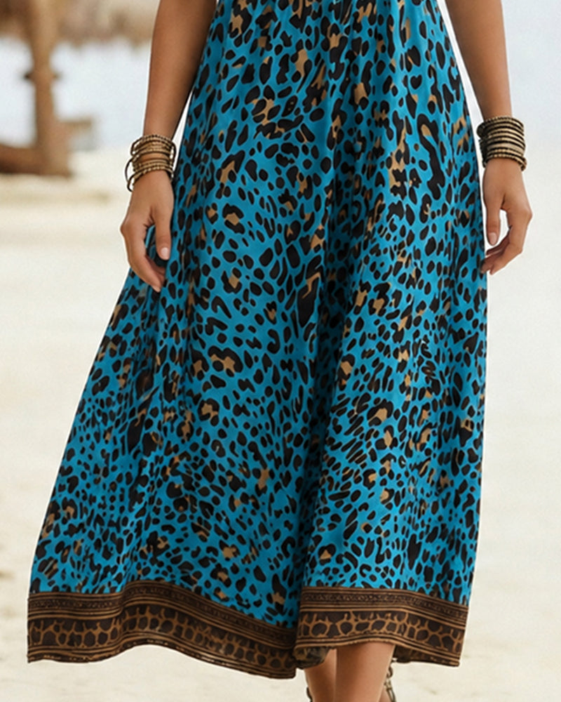 Catalina™ | Vacation Style Leopard Print Sleeveless Midi Dress