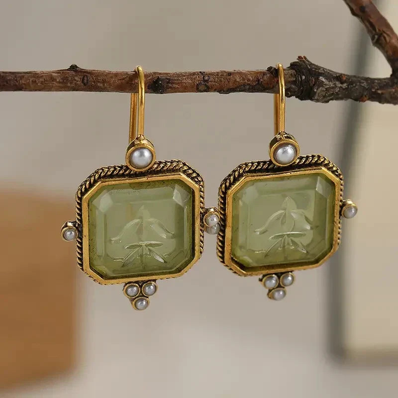 Clavienne™ | Vintage Pearl Geometric Drop Earrings