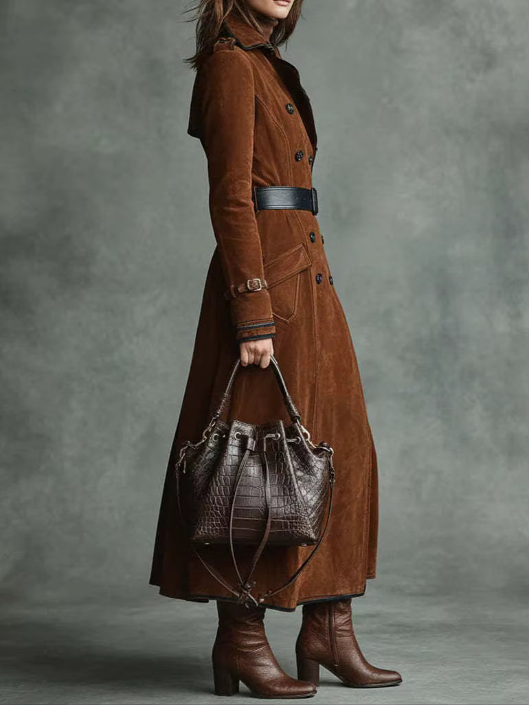 Greta™ | Long Double-Breasted Trench Coat