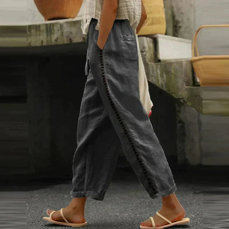 Hildegard™ | High Waist Side-Stripe Ankle Pants