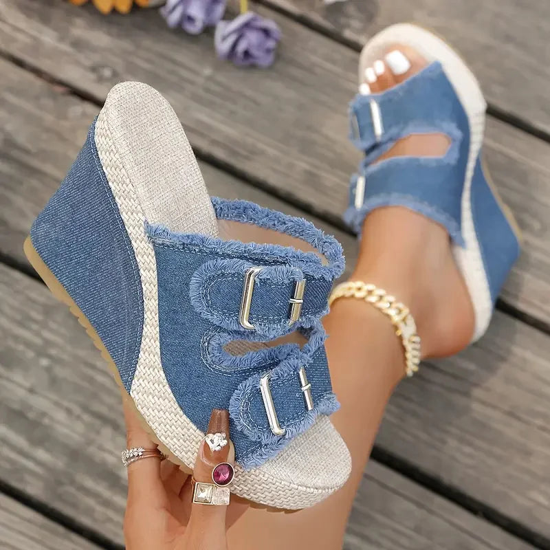 Damaris™ | Fray Edge Wedge Sandals