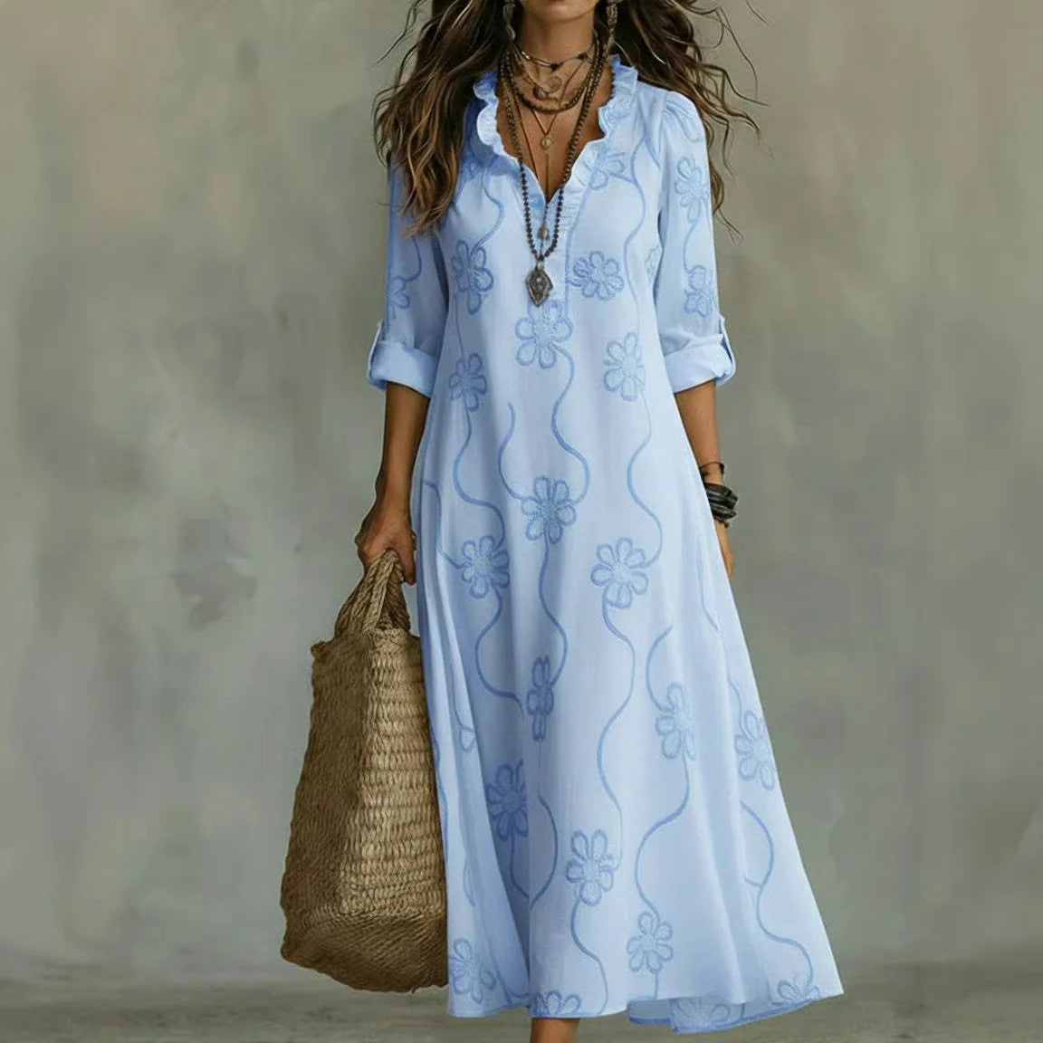 Sabrina™ | Embroidered Floral Maxi Dress