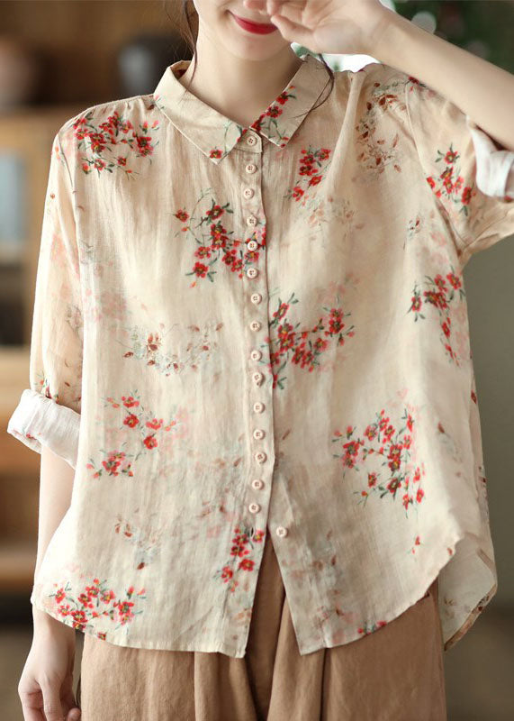 Rosanne™ | Floral Print Button-Front Blouse with Relaxed Fit and Long Sleeves