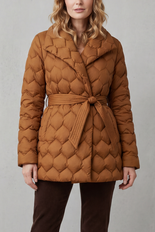 Solenza | Women's Sculpted Quilt Belted Puffer Jacket