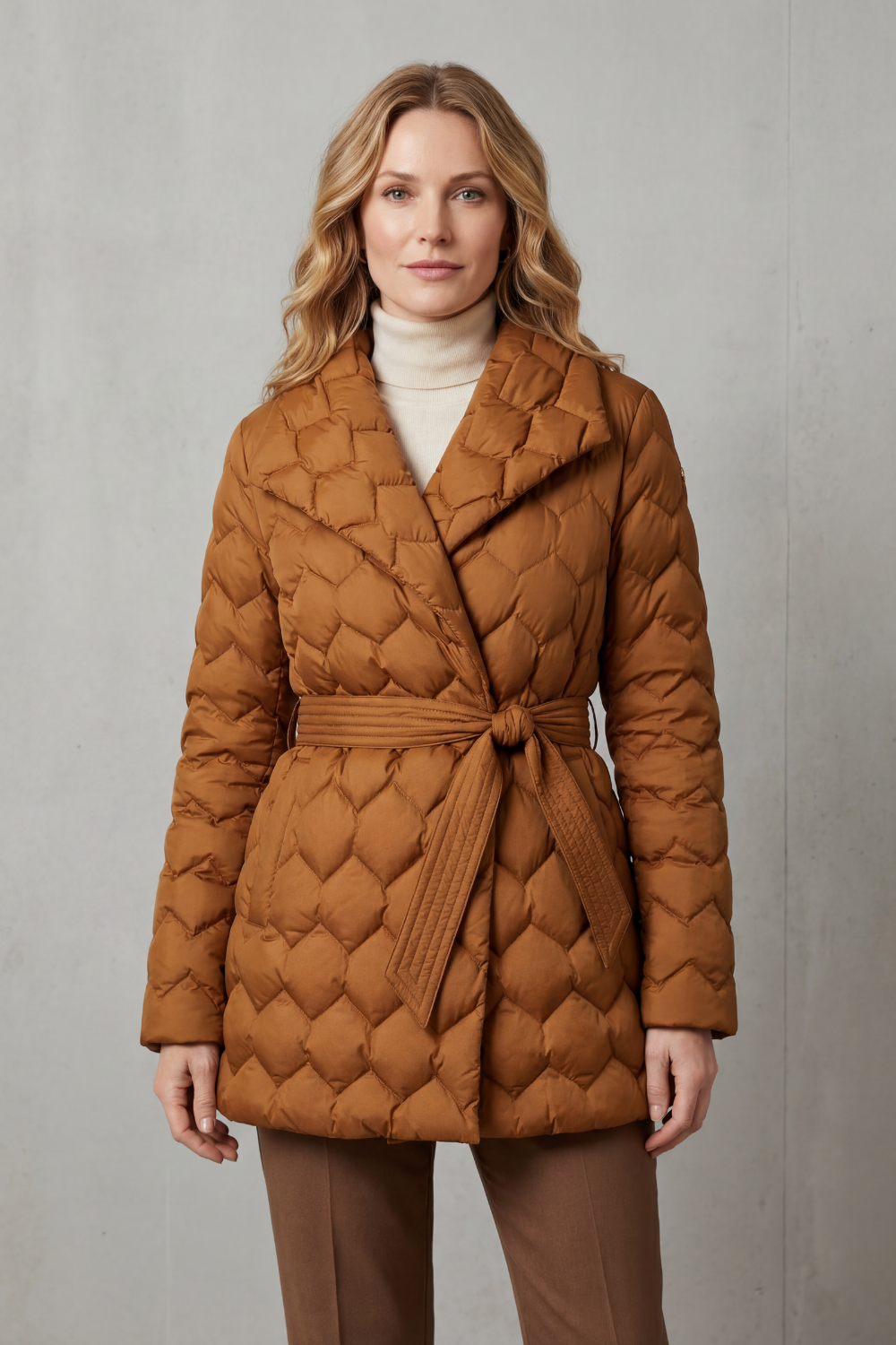 Women's Sculpted Quilt Belted Puffer Jacket