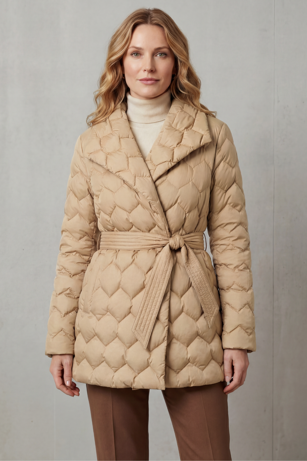 Women's Sculpted Quilt Belted Puffer Jacket