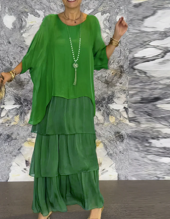 Mallory™ | Tiered Maxi Dress with Flutter Sleeves