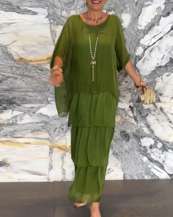 Mallory™ | Tiered Maxi Dress with Flutter Sleeves