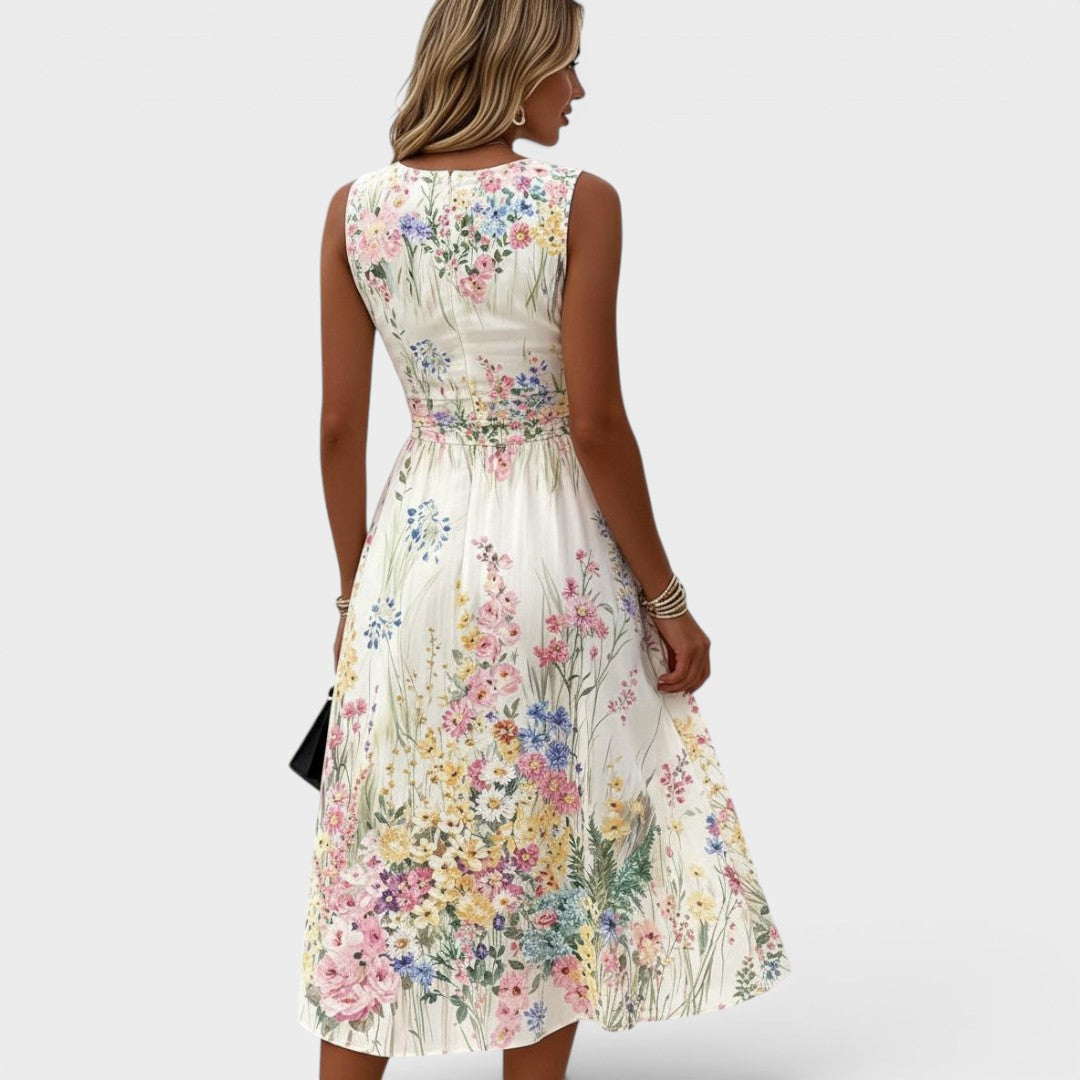 Thalia™ | Sleeveless Floral Midi Dress