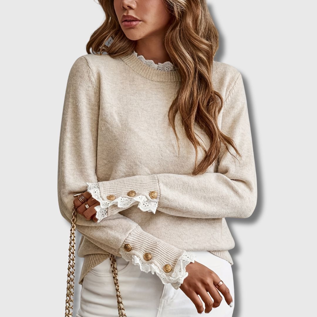 Maribel™ | Lace-Trim Elegant Sweater