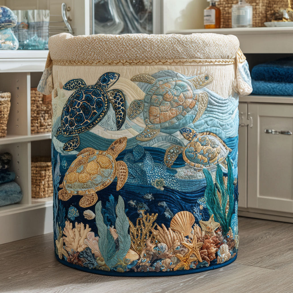 Lorabel™ | Sea Turtle Quilted Laundry Basket