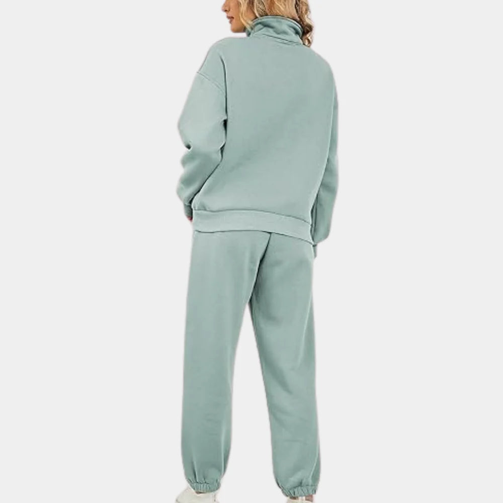 Women's Half-Zip Tracksuit Set with Long Sleeves