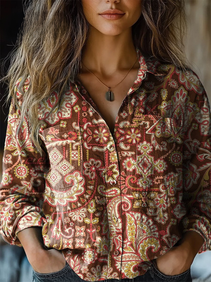 Rosamund™ | Heritage Paisley Relaxed Button-Down Blouse