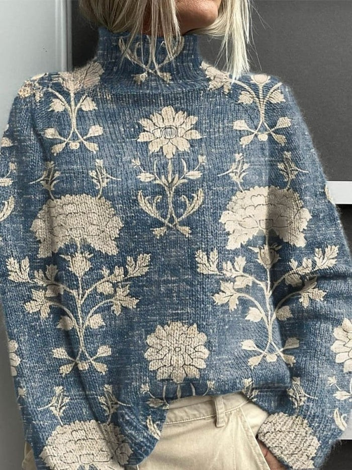 Kerensa™ | Vintage Floral Turtleneck Sweater