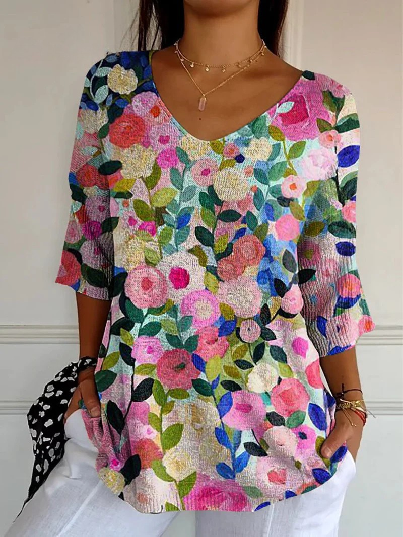 Arlette™ | Spring Floral Garden Printed Women's Casual Pullover Top