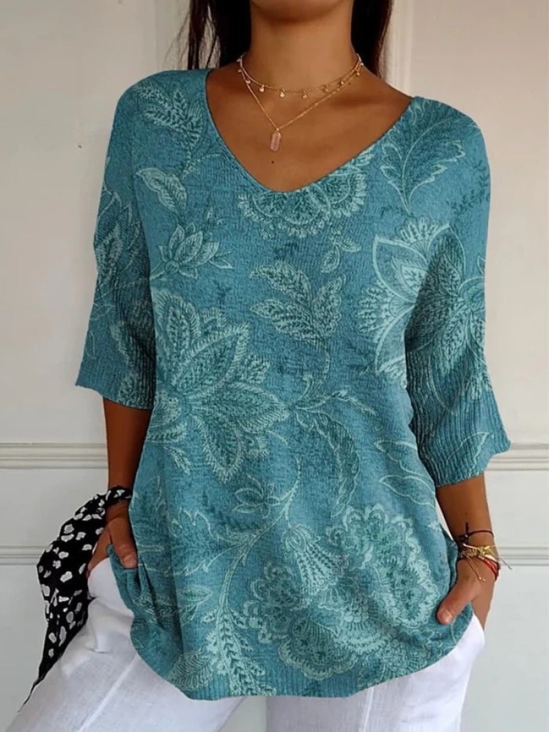 Merielle™ | Vintage Ethnic Floral Art Print Casual Pullover Top