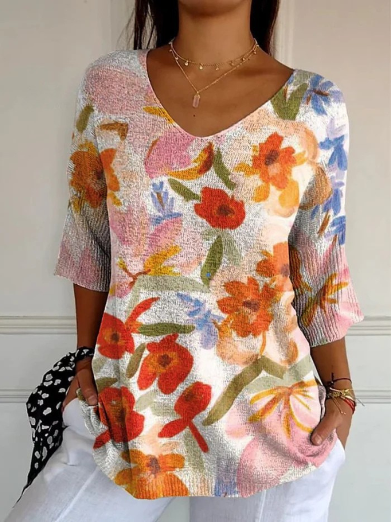 Tansy™ | Vintage Art Floral Casual Pullover